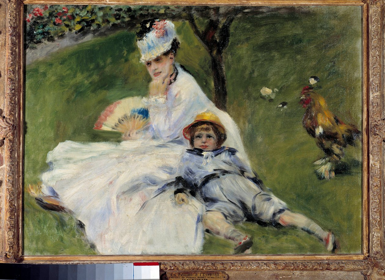 Madame Monet och hennes son, i trädgården i Argenteuil av Pierre Auguste Renoir