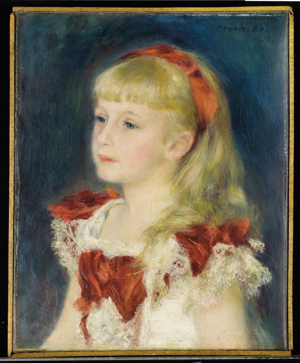 Mademoiselle Grimprel med det röda bandet (Helene Grimprel, ca 1873-?) - Målning av Pierre Auguste Renoir (1841-1919), olja på duk (45x35 cm) av Pierre Auguste Renoir