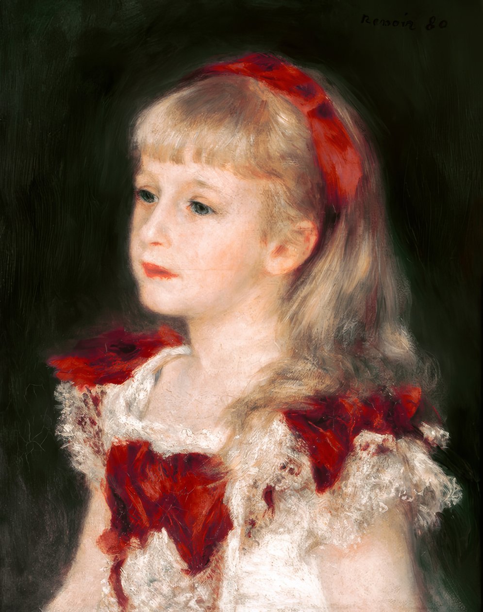 Mademoiselle Grimprel med det röda bandet av Pierre Auguste Renoir