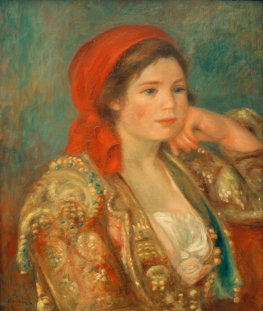Flicka med spansk jacka av Pierre Auguste Renoir