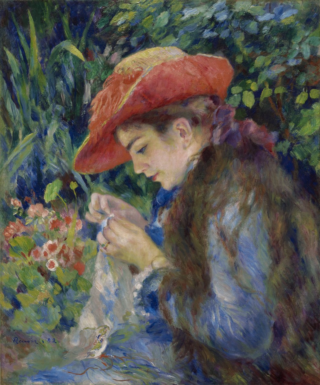 Marie-Therese Durand-Ruel Sömnad, 1882 av Pierre Auguste Renoir