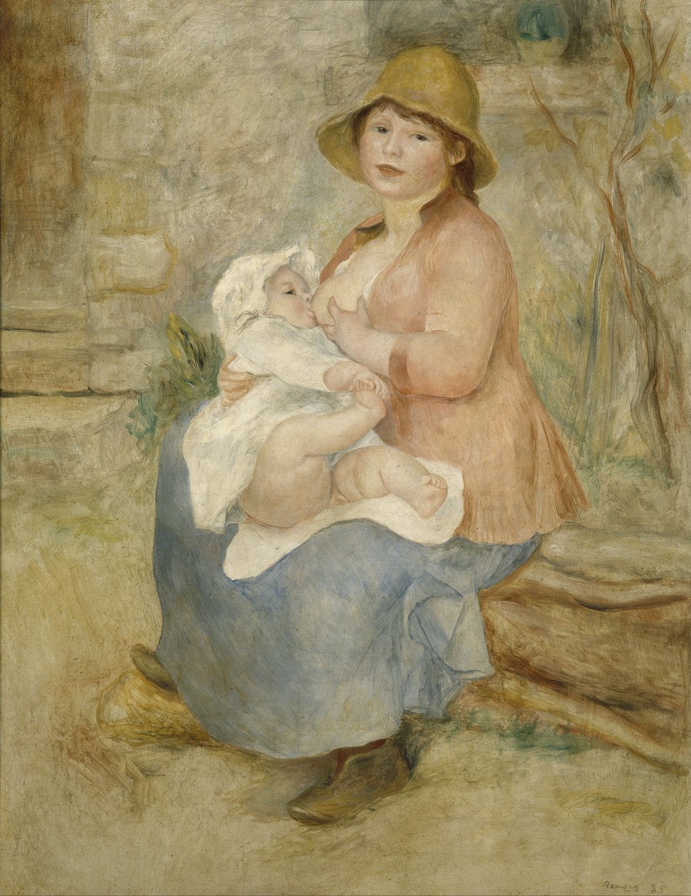Moderskap, även känt som Barnet vid bröstet av Pierre Auguste Renoir