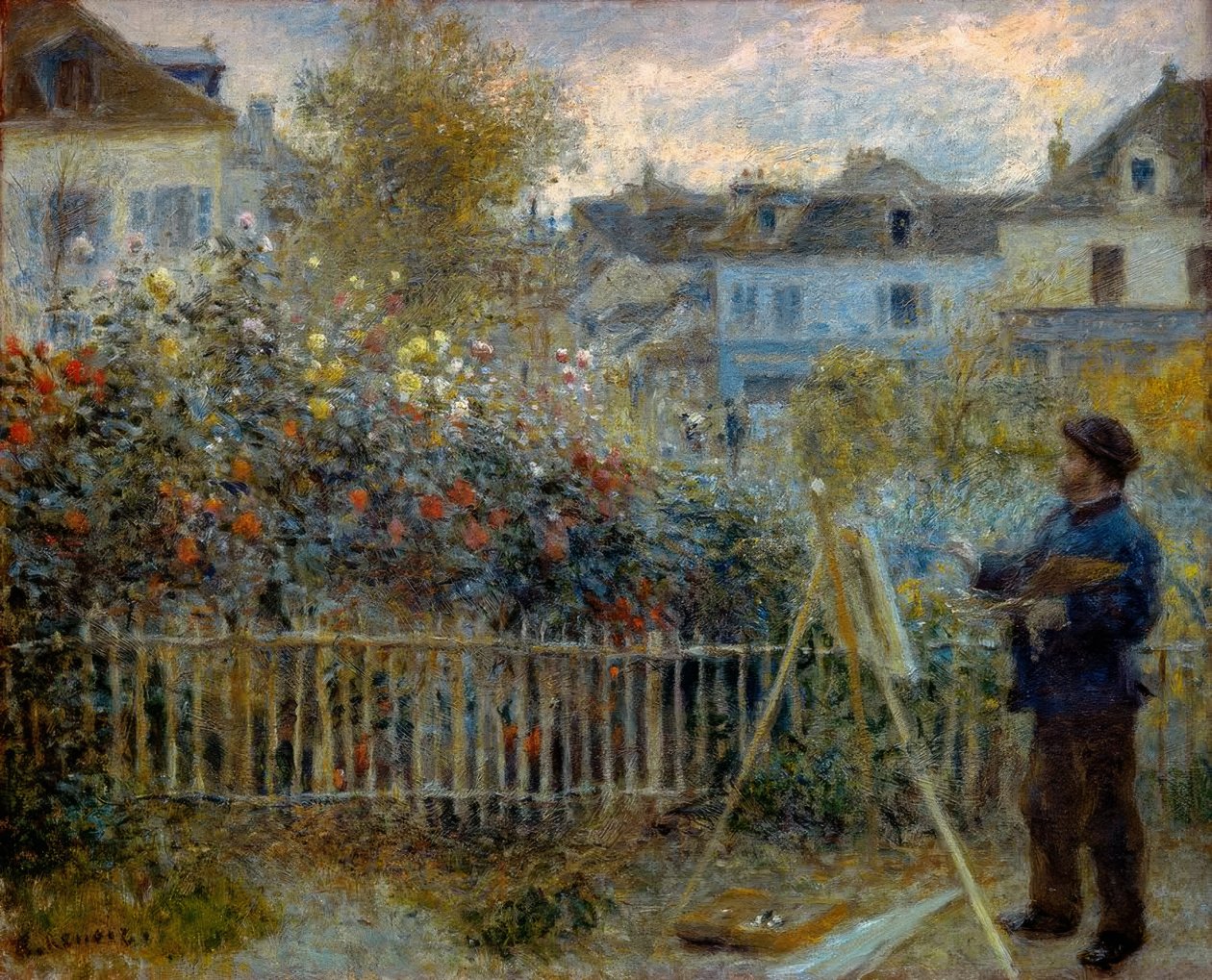 Monet målning i hans trädgård på Argenteuil av Pierre Auguste Renoir