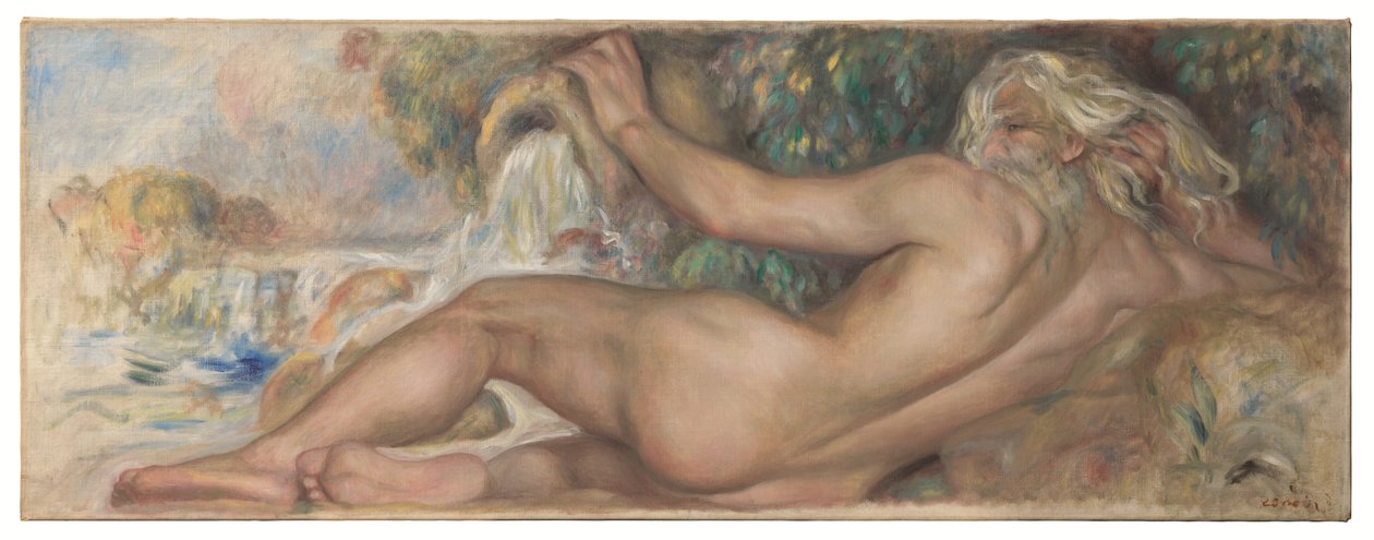 Naken i ett landskap eller floden av Pierre Auguste Renoir