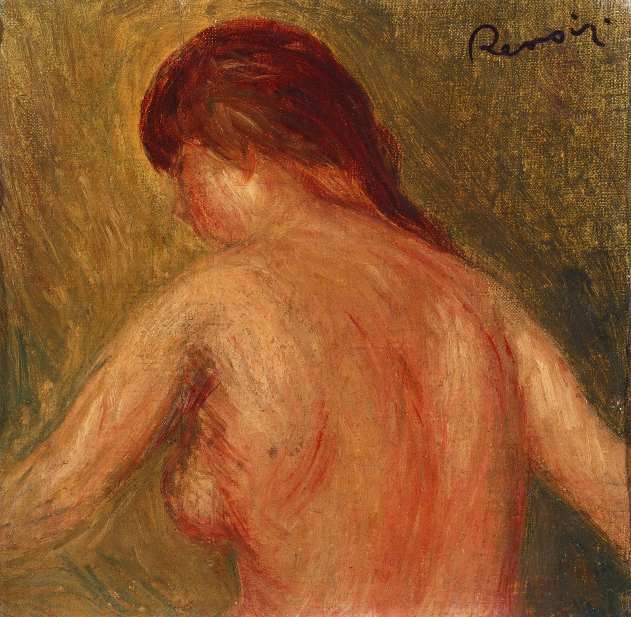 Naken kvinnlig torso, från baksidan av Pierre Auguste Renoir