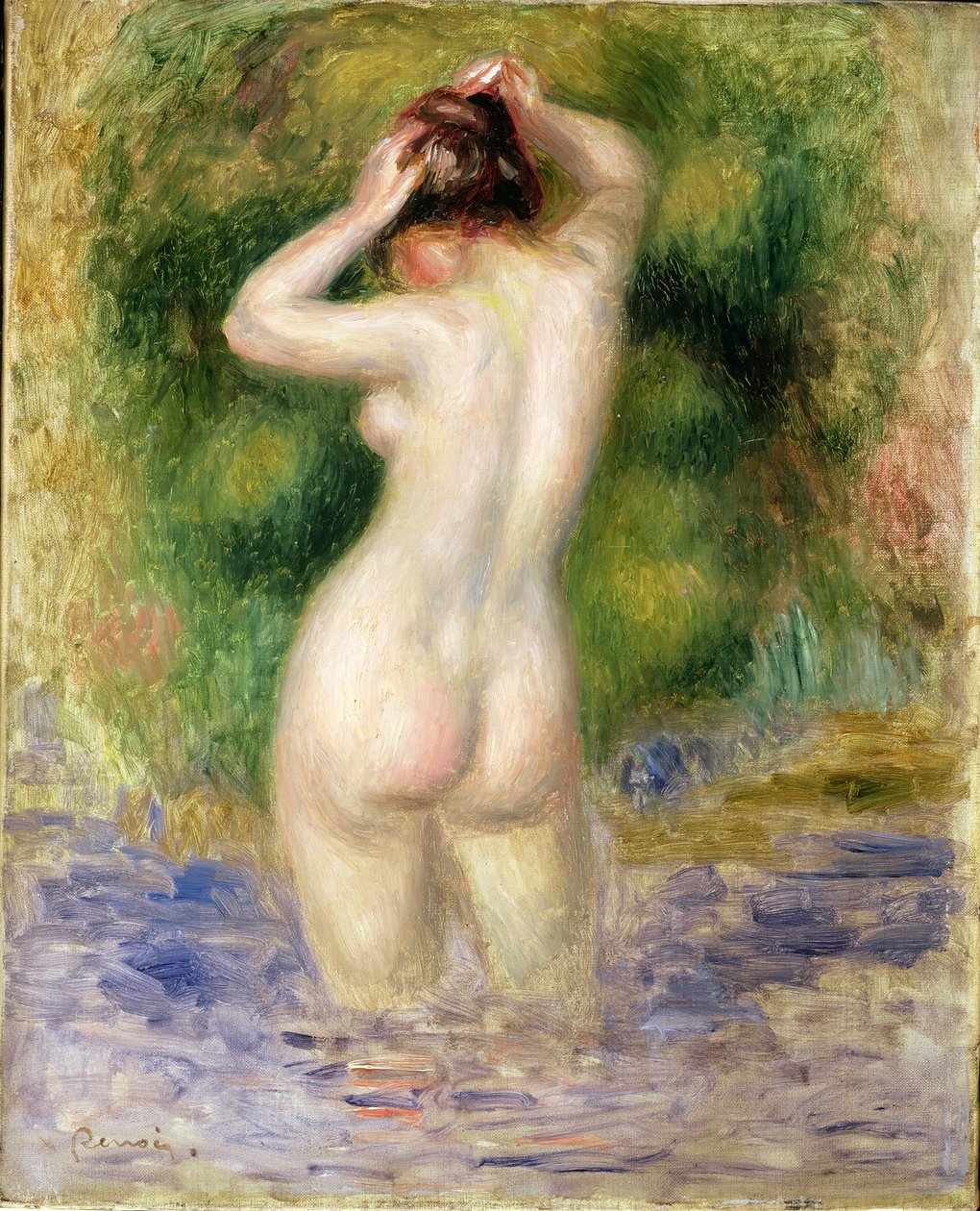 Nude Wading, ca 1880 (olja på duk) av Pierre Auguste Renoir