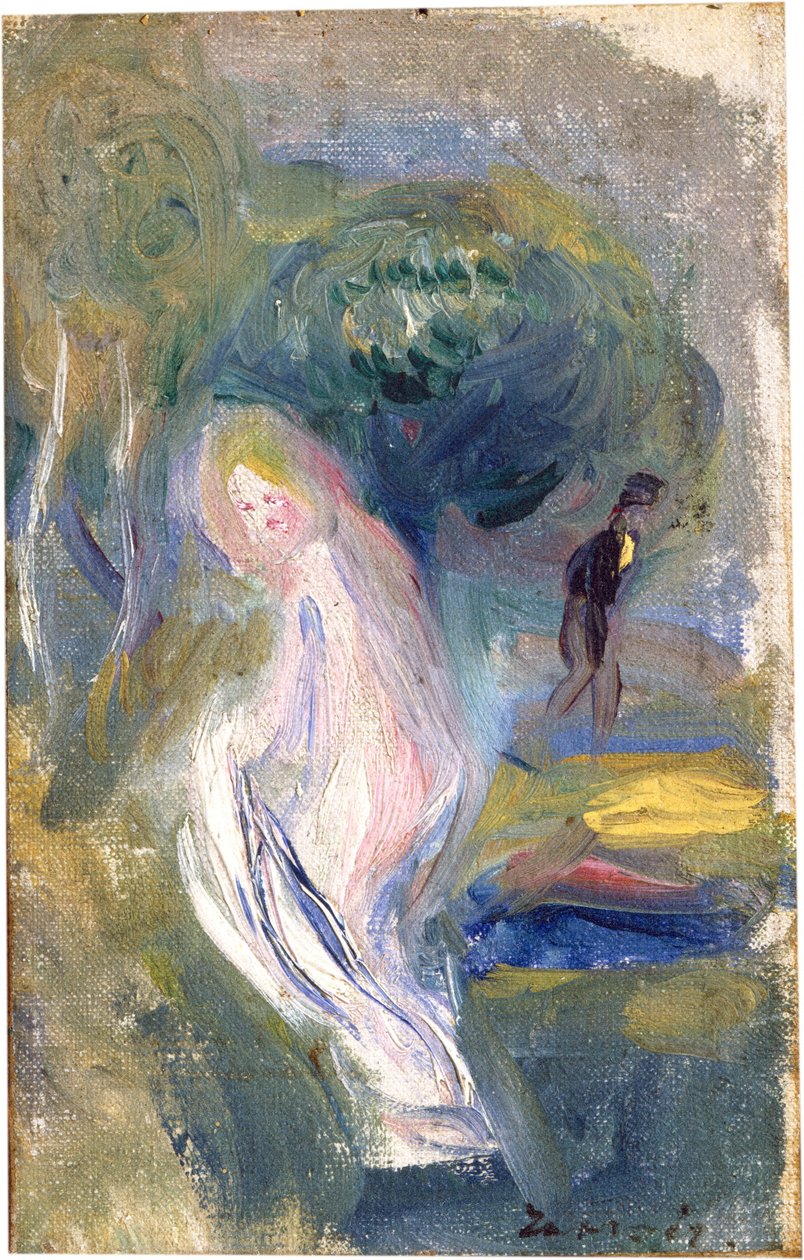 Naken med figur i bakgrunden, ca. 1882. av Pierre Auguste Renoir