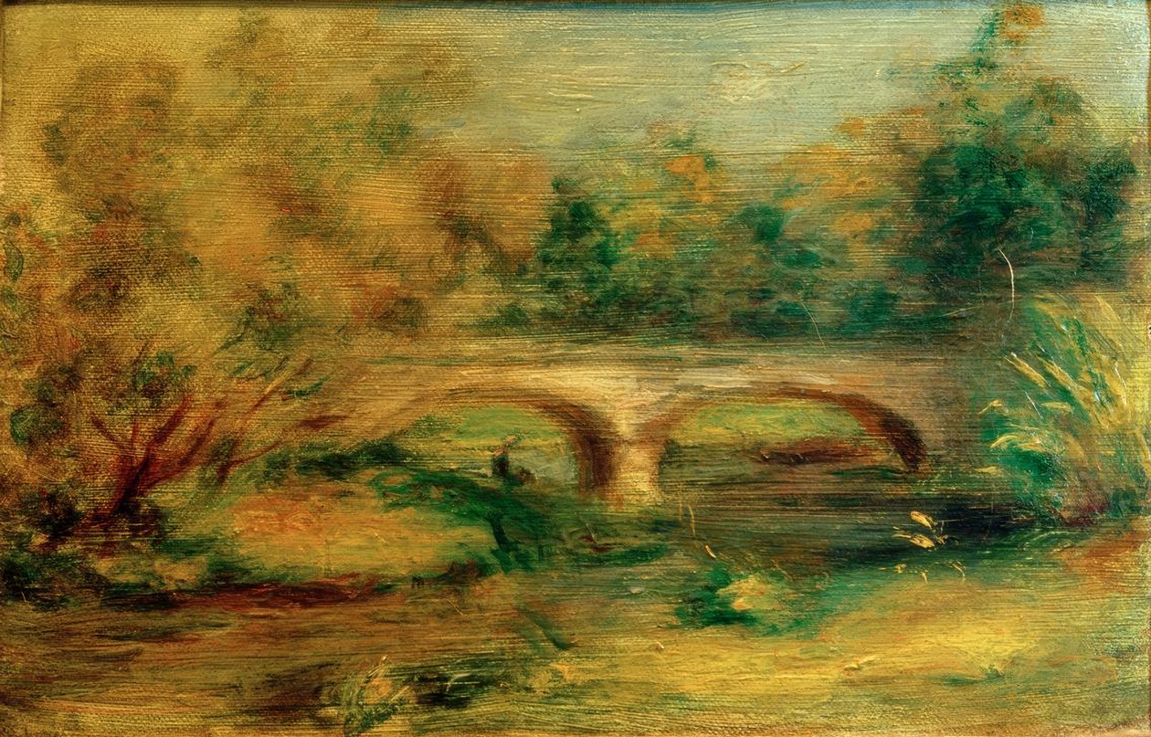 Landskap med en bro av Pierre Auguste Renoir