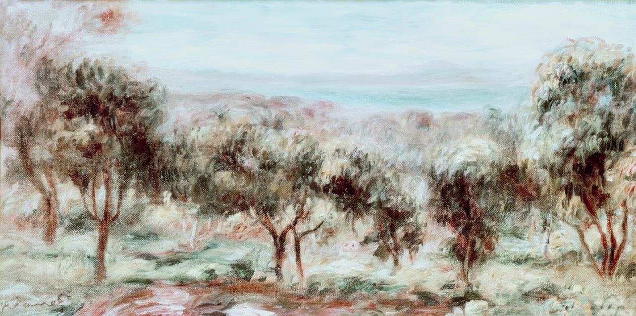 Landskap, olivträd av Pierre Auguste Renoir