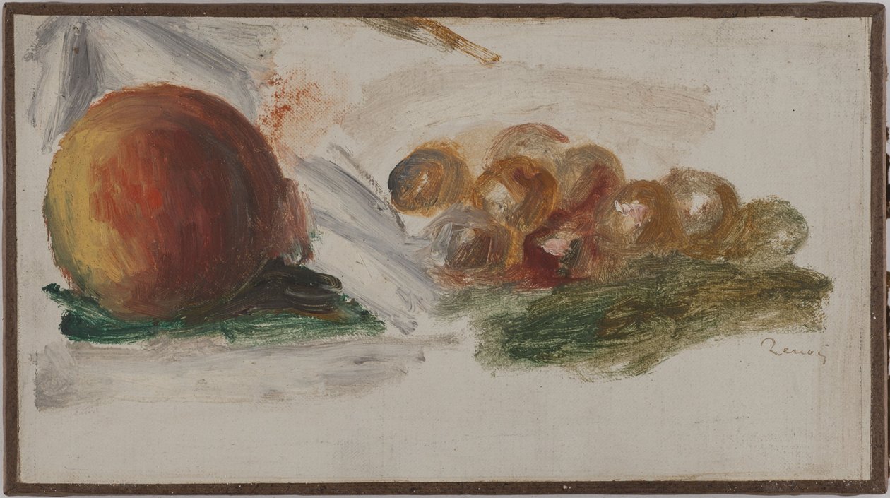 Persikor och vindruvor, ca 1914 (olja på papper på duk) av Pierre Auguste Renoir