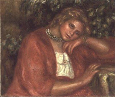 Eftertänksam ung kvinna av Pierre Auguste Renoir