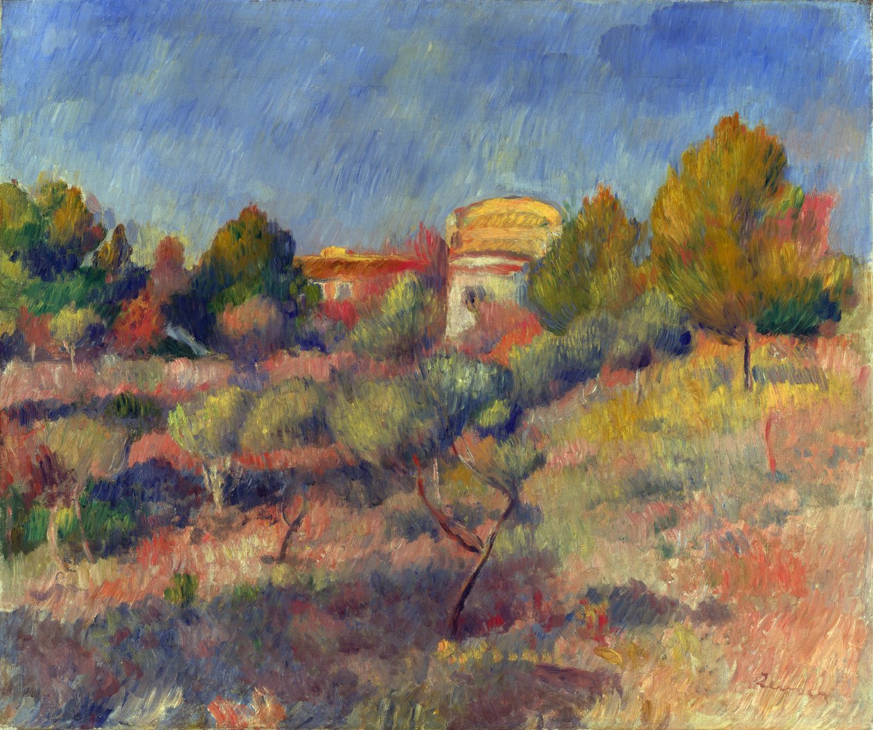 Pigeonnier (colombier) a Bellevue (Pigeon Coop at Bellevue) - Olja på duk av Pierre Auguste Renoir (1841-1919) Privat samling av Pierre Auguste Renoir
