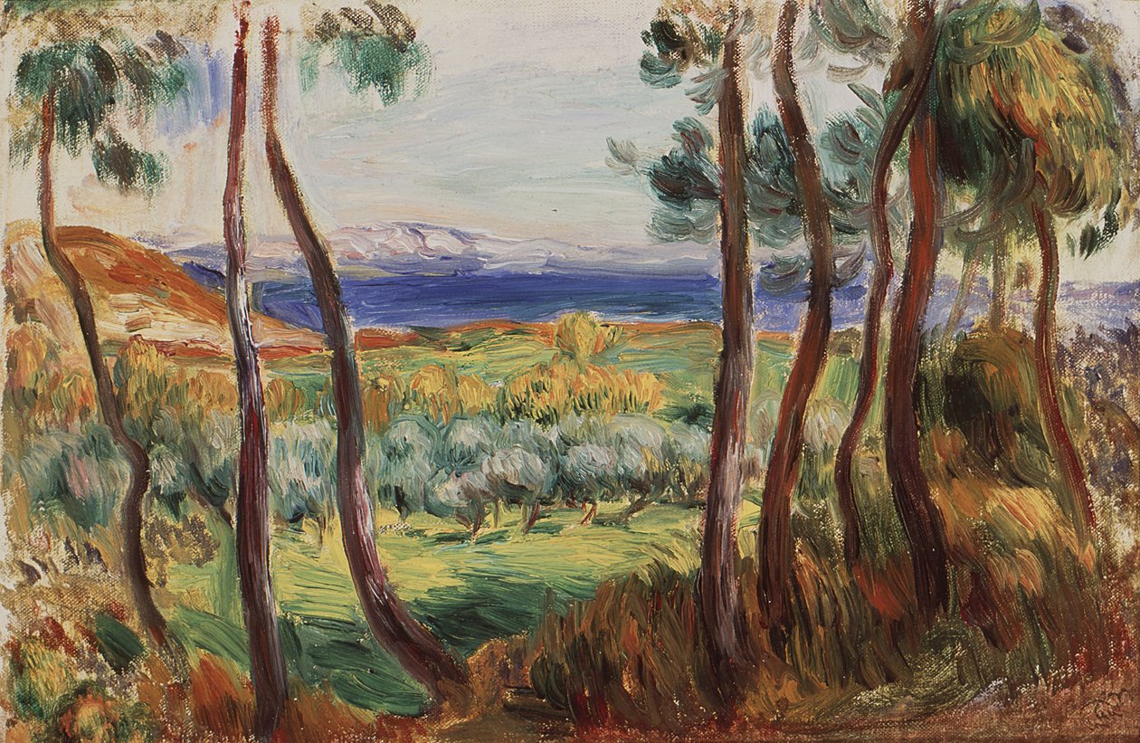 Tallar runt Cagnes, ca. 1910. av Pierre Auguste Renoir