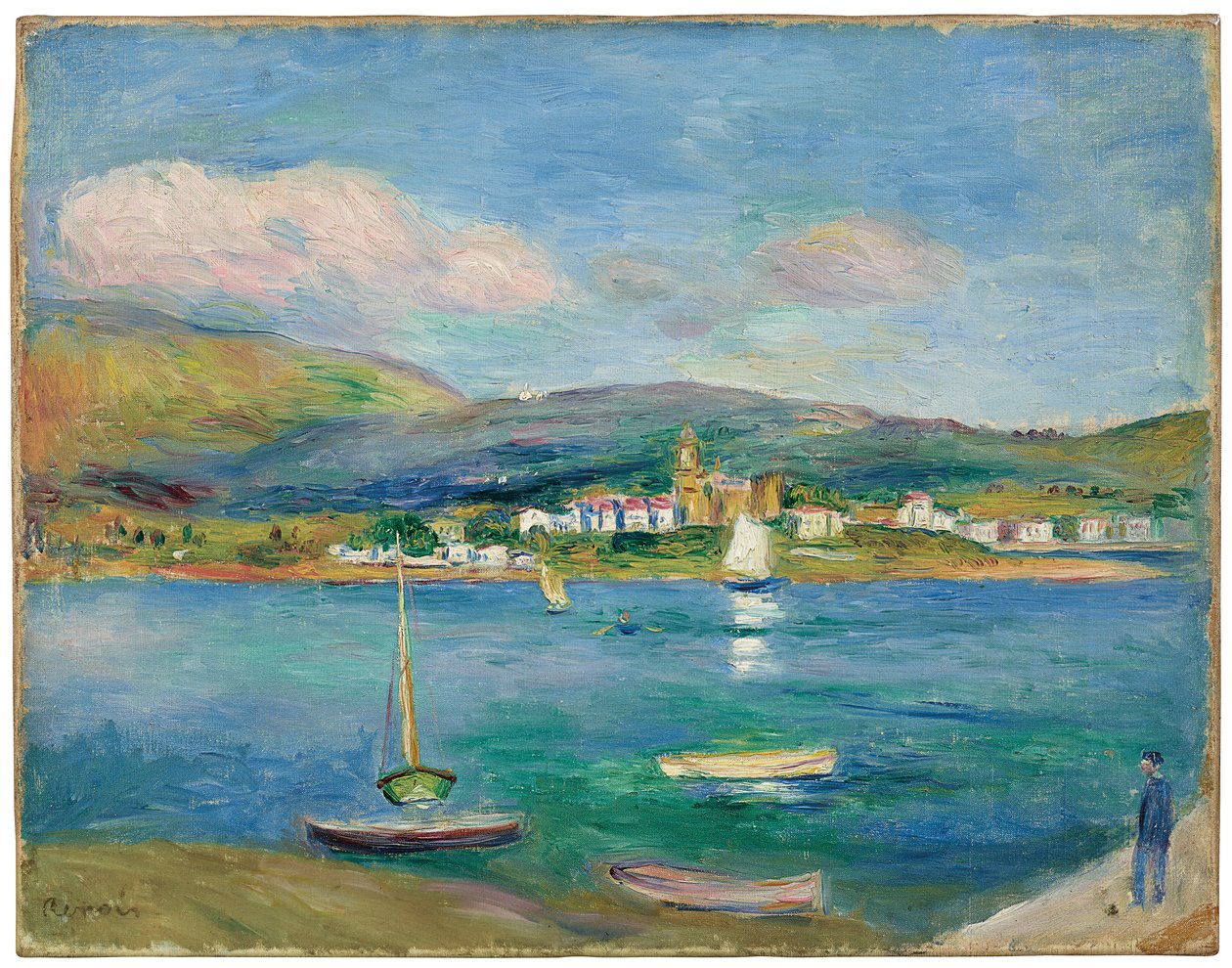 Fiskehamn, utsikt över Hondarribia från Hendaye, 1895 av Pierre Auguste Renoir
