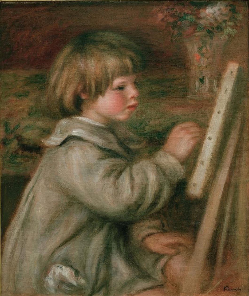 Porträtt av målningen Claude Renoir. Claude vid staffliet av Pierre Auguste Renoir