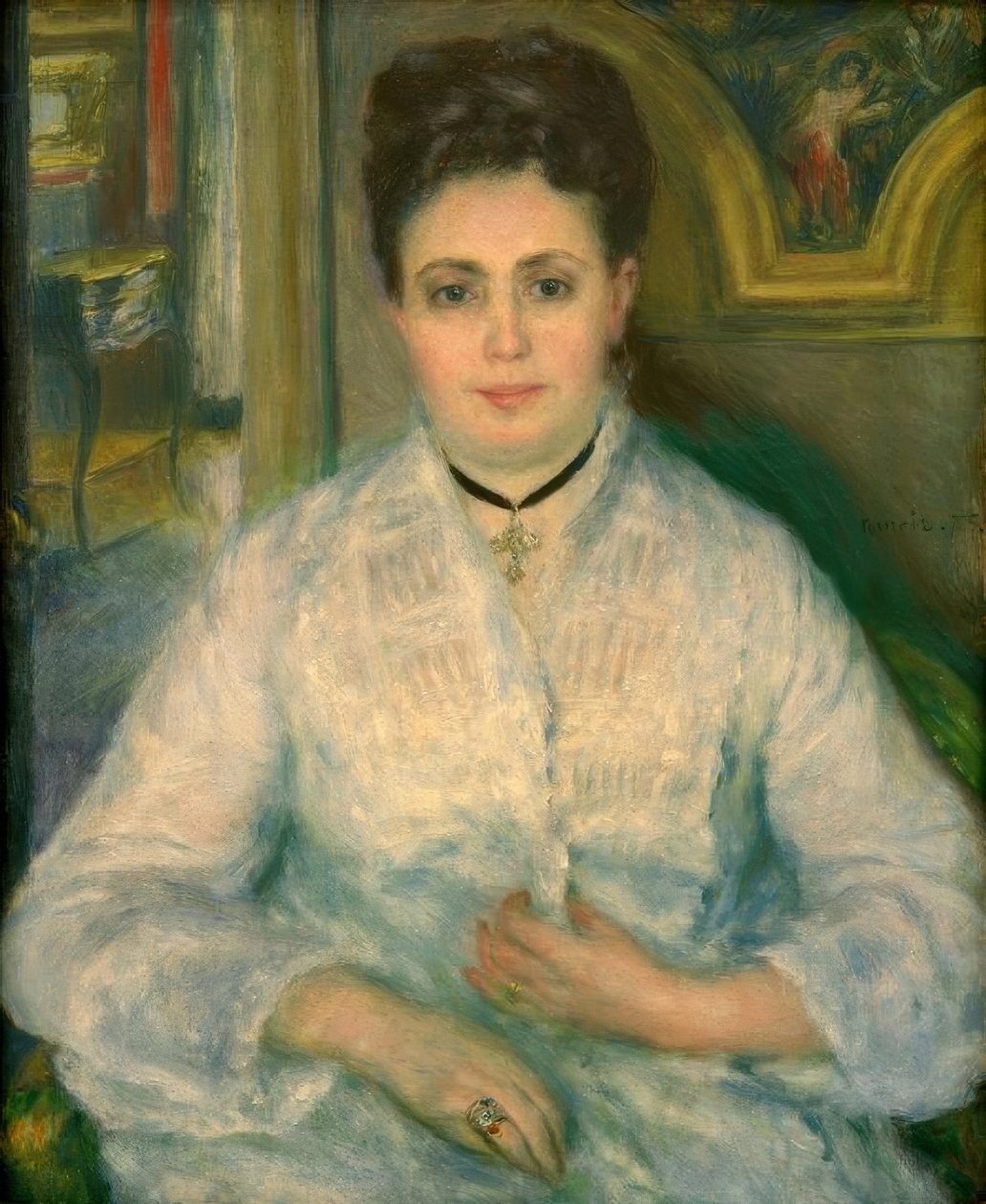 Porträtt av Madame Victor Choquet i vitt av Pierre Auguste Renoir