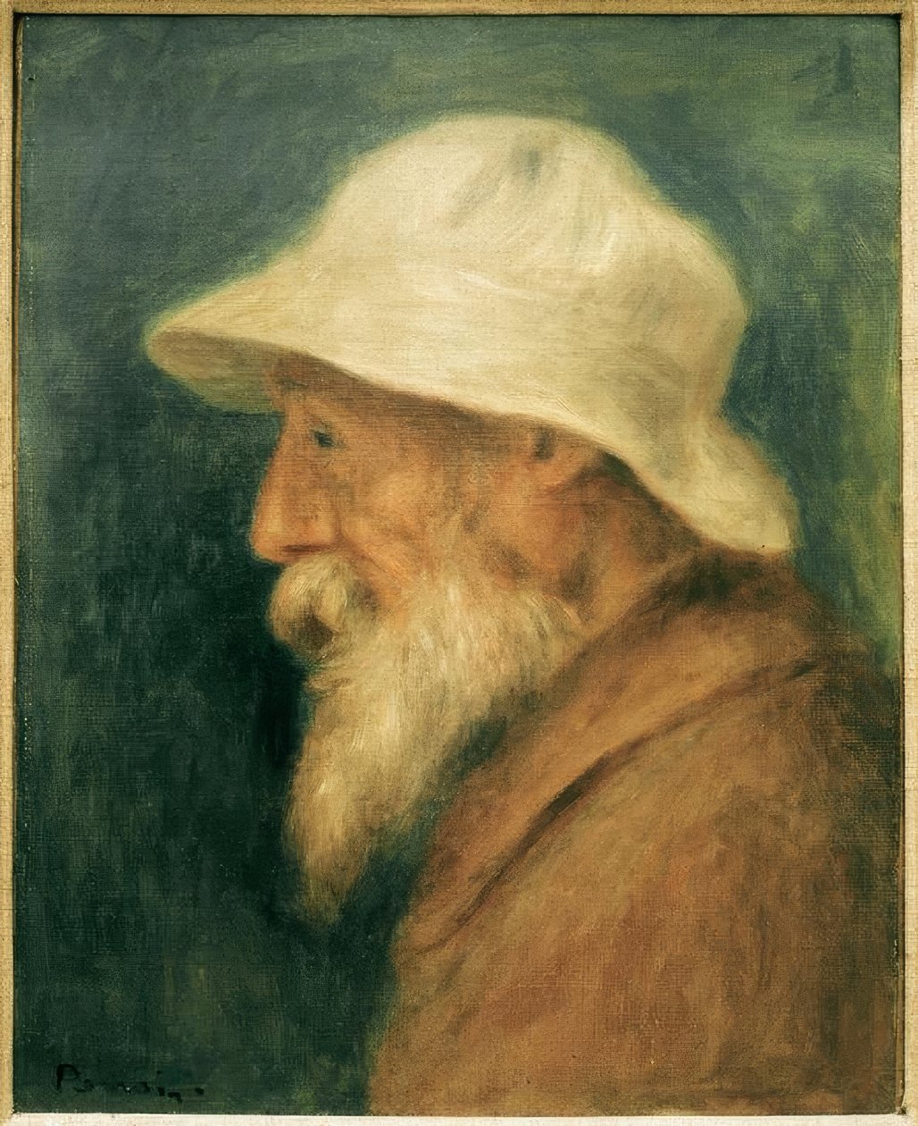 Porträtt av konstnären i den vita hatten av Pierre Auguste Renoir