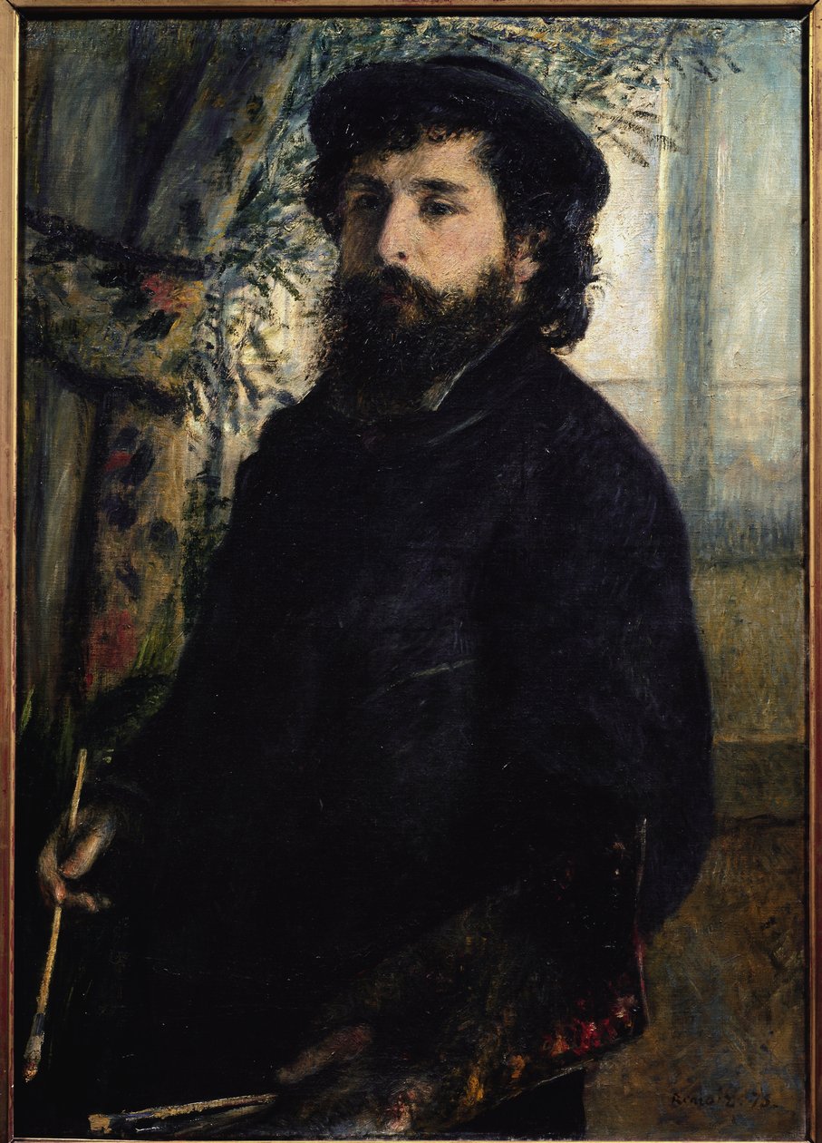 Porträtt av Claude Monet (olja på duk av Pierre Auguste Renoir