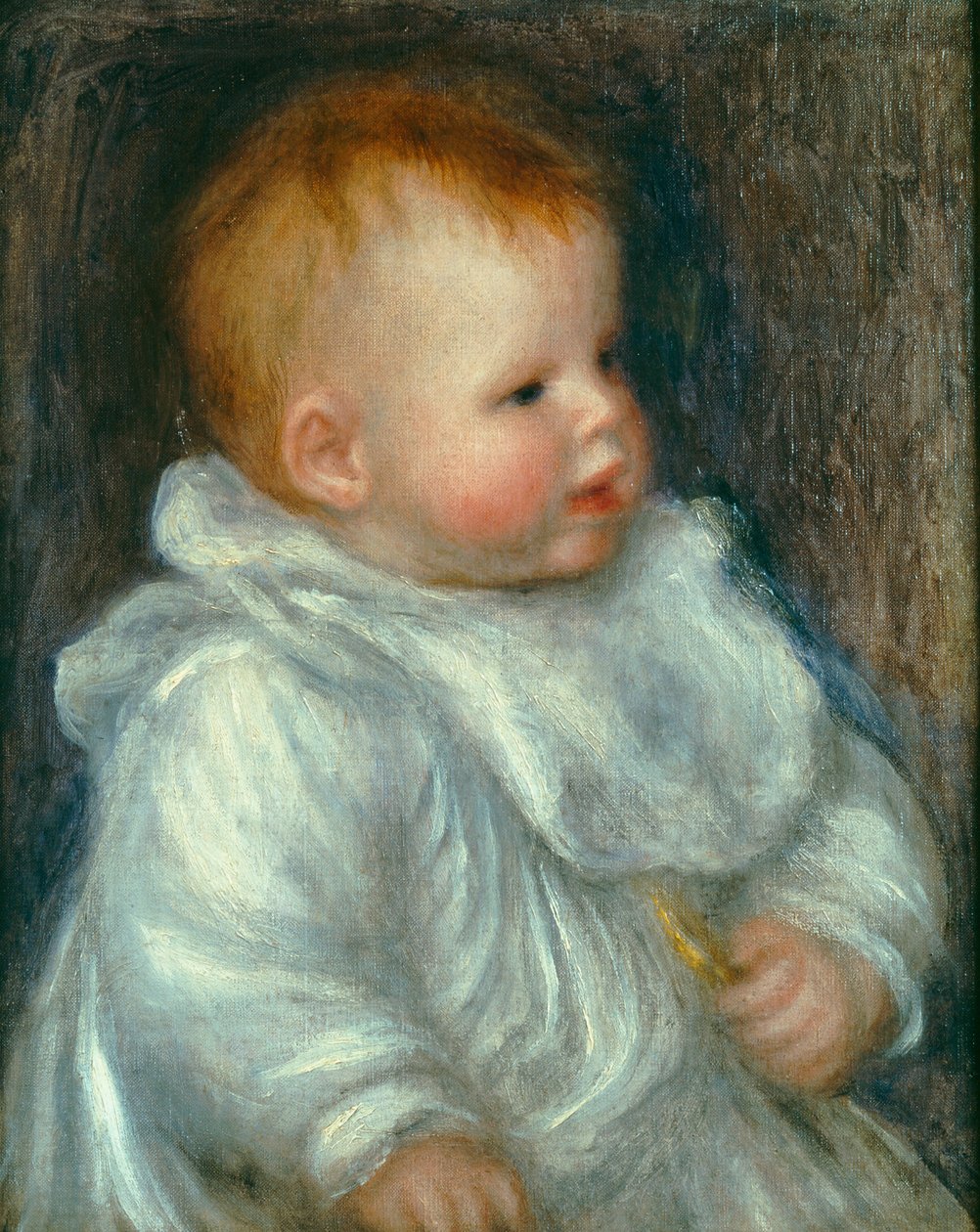 Porträtt av Coco mot en blå bakgrund av Pierre Auguste Renoir
