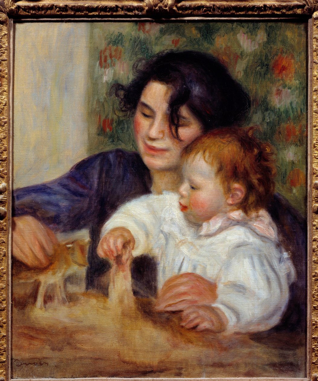Porträtt av Gabrielle och Jean. Porträtt av målarens son, Jean Renoir (1894-1979), med sin sjuksköterska Gabrielle Renard (1879-1959). Målning av Pierre Auguste Renoir (1841-1919) av Pierre Auguste Renoir