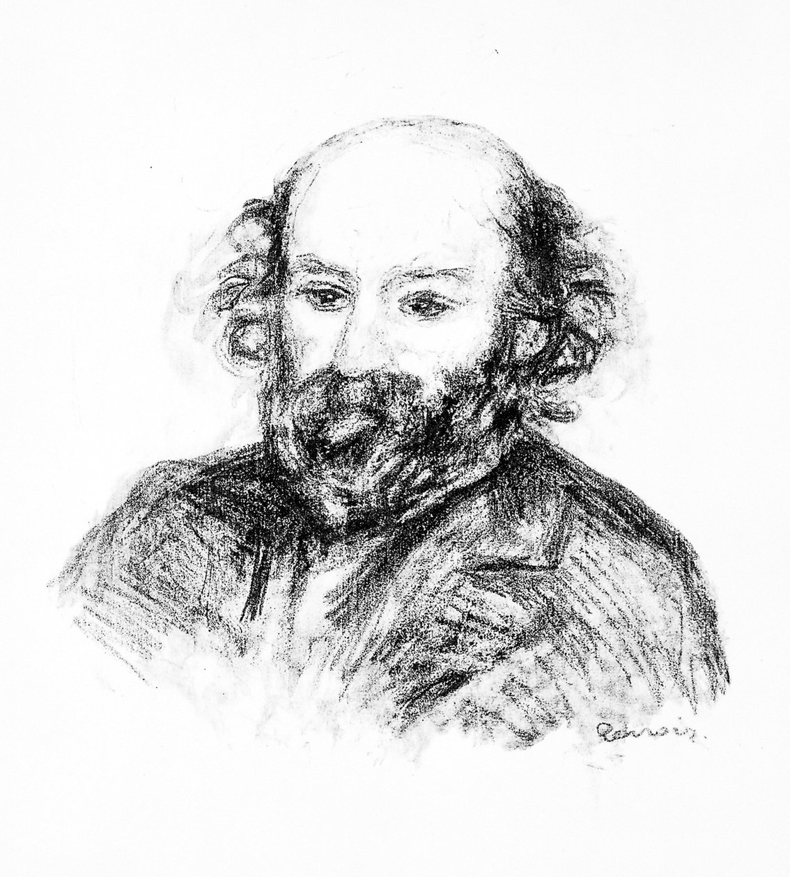 Porträtt av Paul Cézanne, ca 1902 (litho) av Pierre Auguste Renoir
