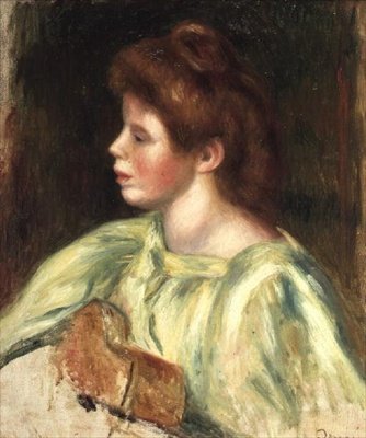 Porträtt av en kvinna som spelar gitarr av Pierre Auguste Renoir