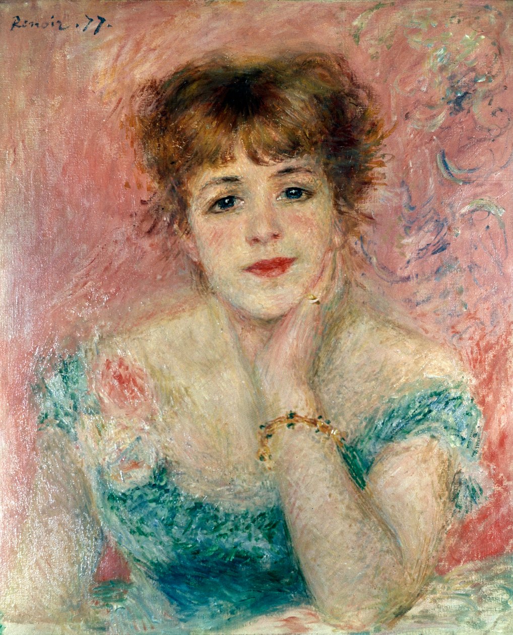 Porträtt av skådespelerskan Jeanne Samary, 1877. av Pierre Auguste Renoir
