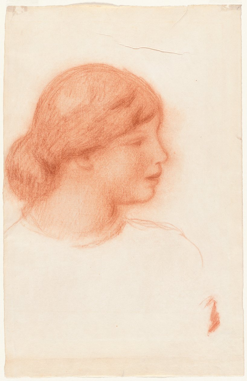 Profil av en ung kvinna, ca. 1910. av Pierre Auguste Renoir