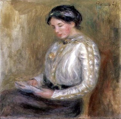 Läsning (olja på duk) av Pierre Auguste Renoir