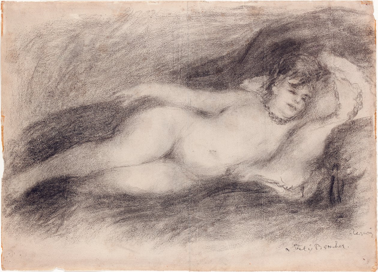 Liggande naken, c.1903-7 av Pierre Auguste Renoir