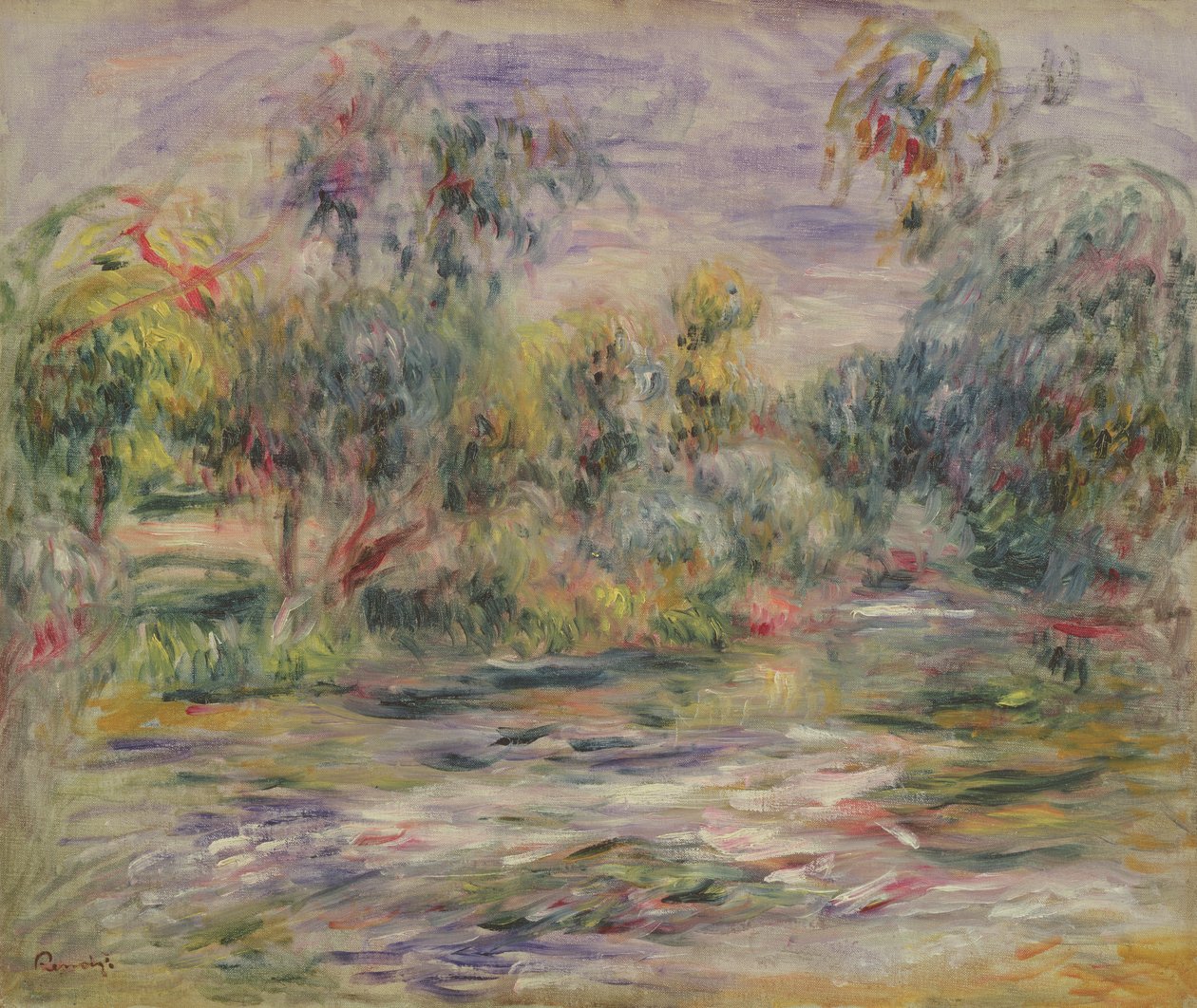 Flodlandskap (Blues) (olja på duk) av Pierre Auguste Renoir