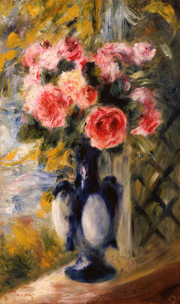 Rosor i en blå vas, 1892 av Pierre Auguste Renoir
