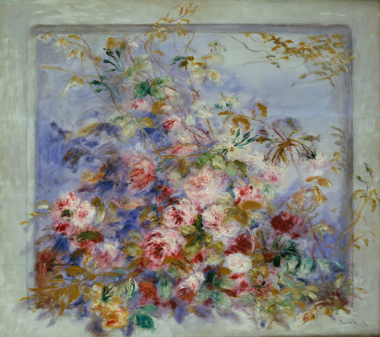 Rosor i ett fönster, 1879 av Pierre Auguste Renoir
