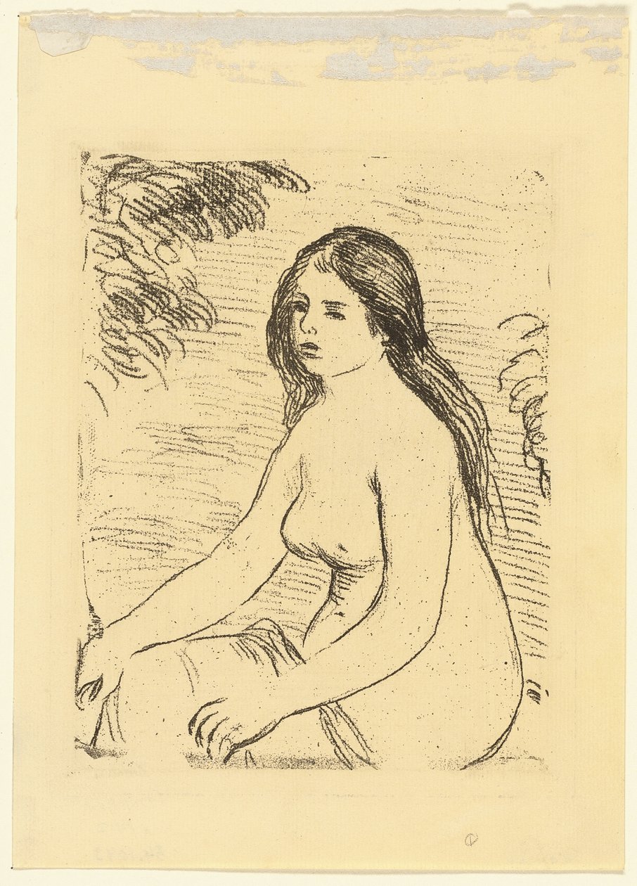 Sittande naken kvinna av Pierre Auguste Renoir