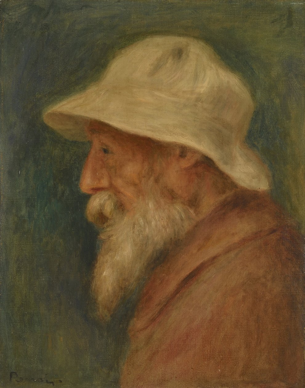 Självporträtt med vit hatt, 1910 av Pierre Auguste Renoir