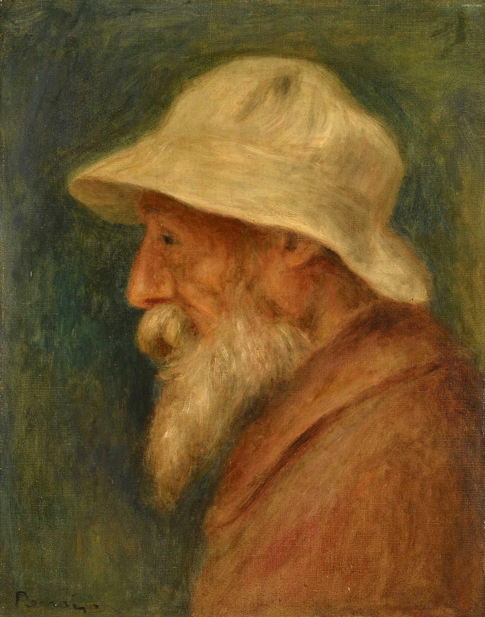 Självporträtt med vit hatt av Renoir, Pierre Auguste (1841-1919) av Pierre Auguste Renoir