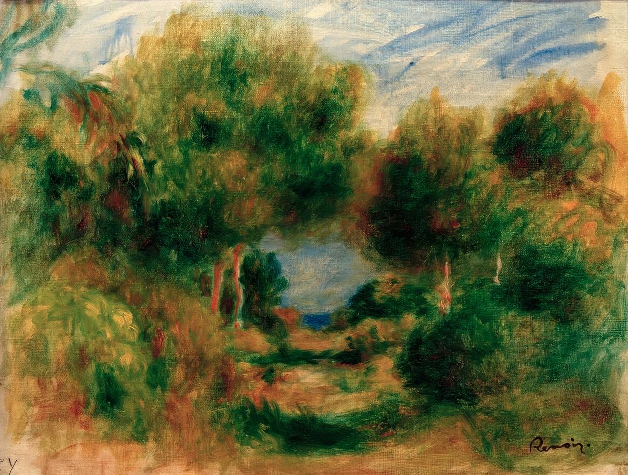 Ut ur skogen, havet på botten av Pierre Auguste Renoir