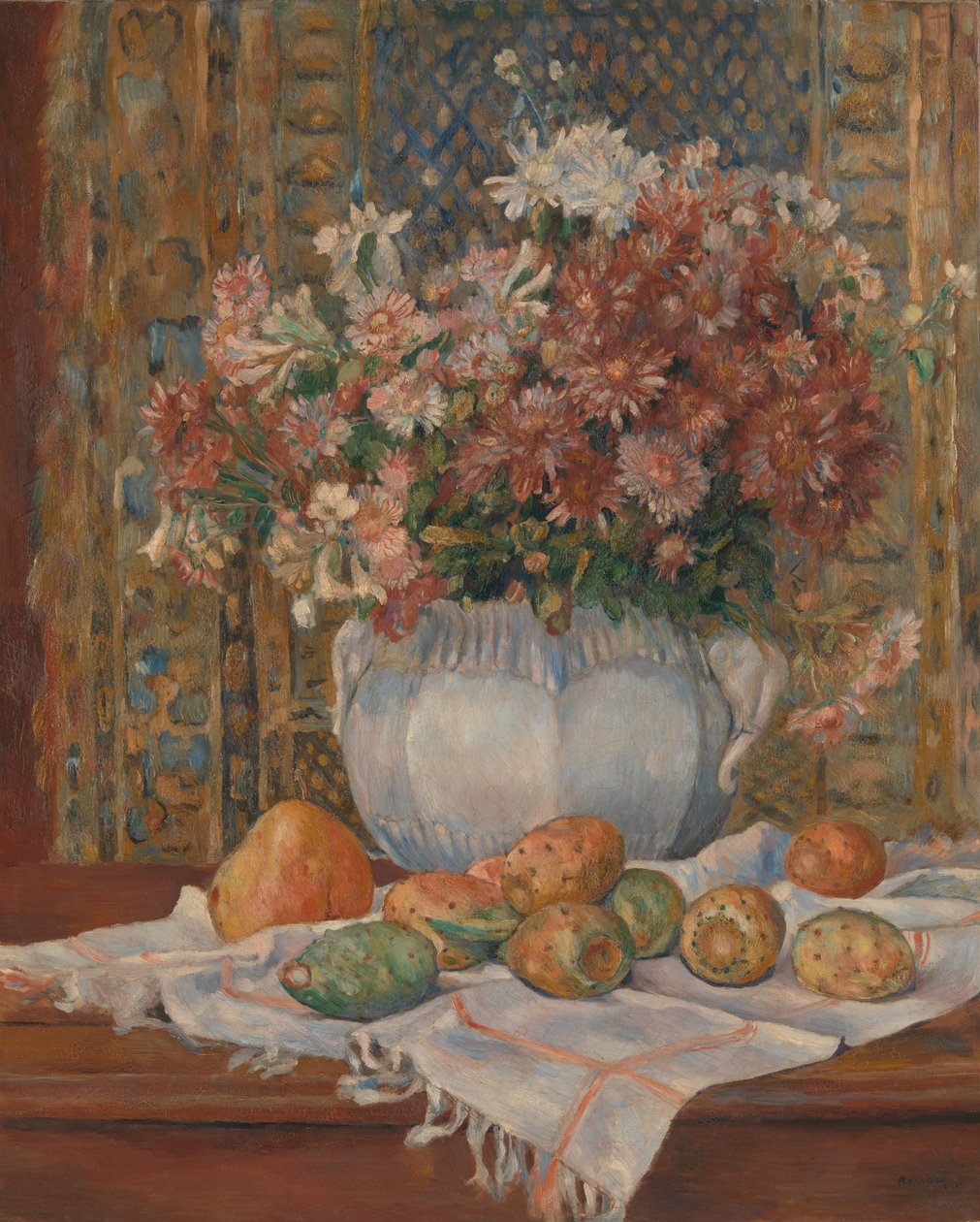 Stilleben med blommor och prickly Pears, ca 1885 (olja på duk) av Pierre Auguste Renoir