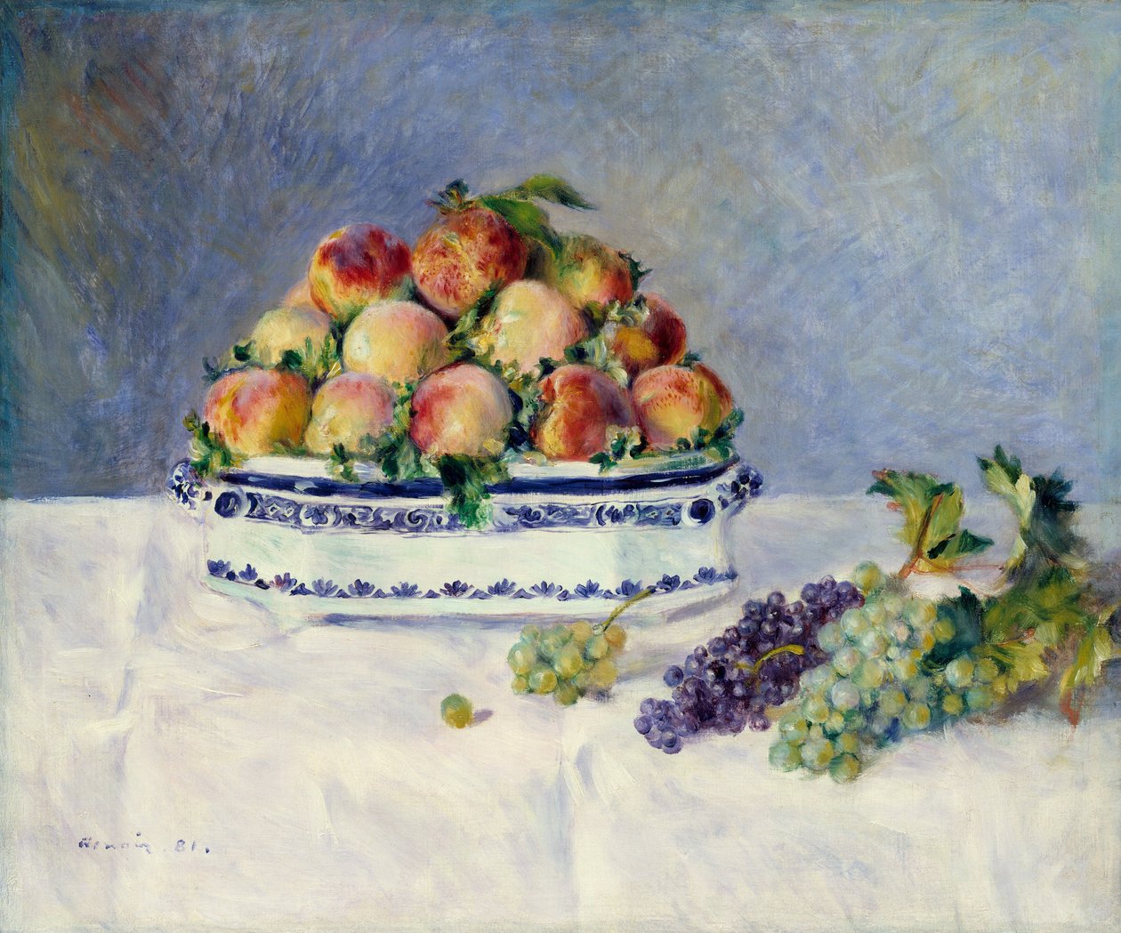 Stilleben med persikor och vindruvor, 1881. av Pierre Auguste Renoir