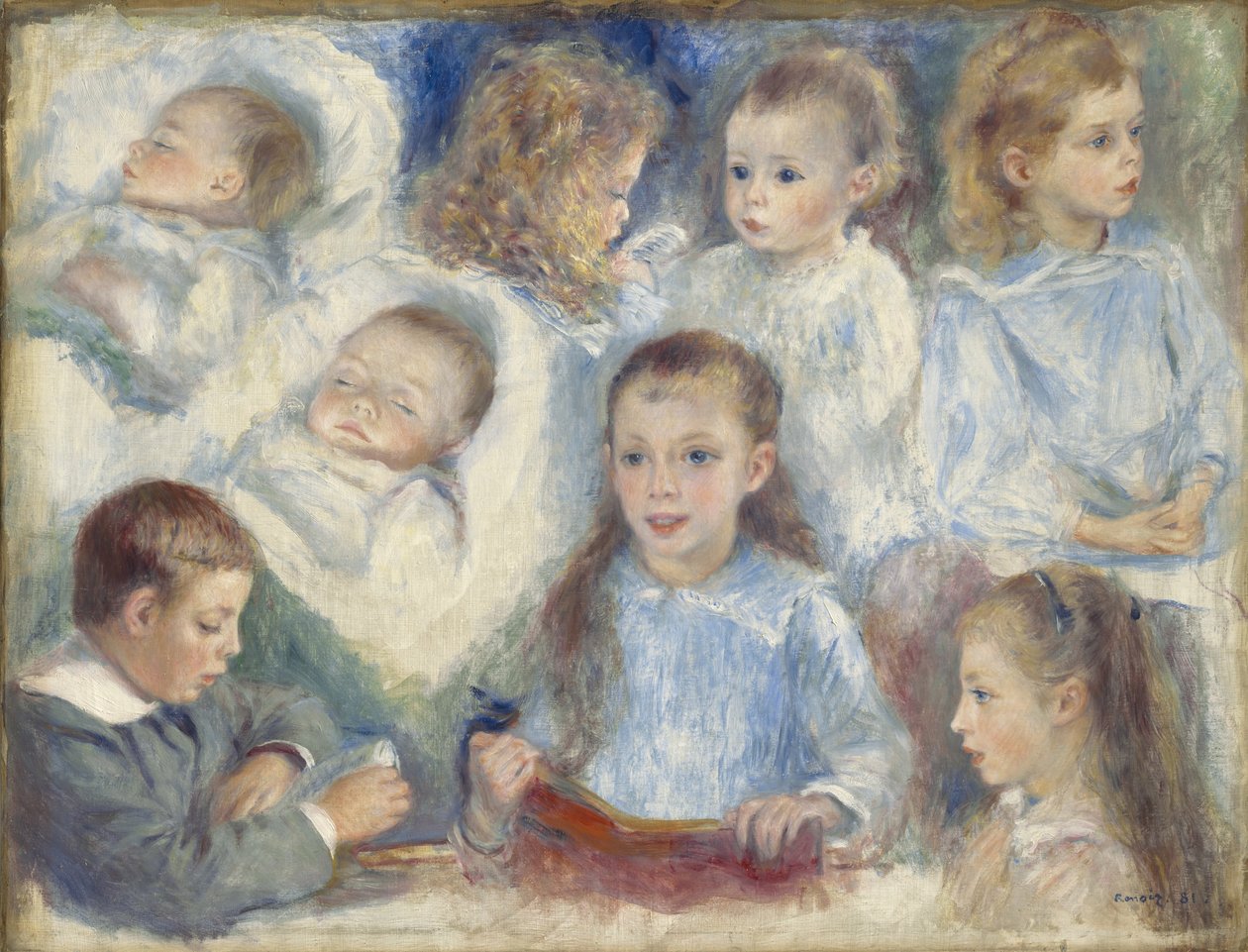 Studier av huvuden av Pierre Auguste Renoir