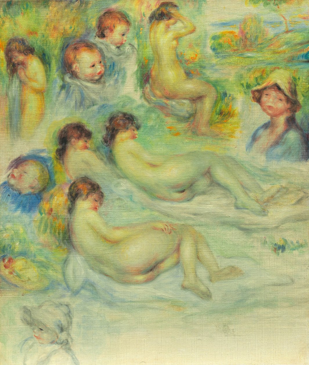 Studier av Pierre Renoir; Hans mor, Aline Charigot; Nakna; och Landskap av Pierre Auguste Renoir