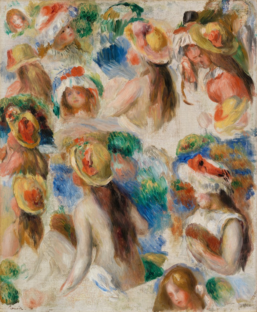 Studie av huvuden av Pierre Auguste Renoir