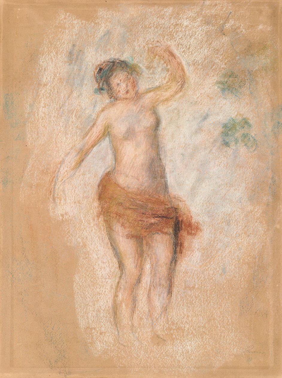 Studie av en faun kvinna som dansar för "Oedipus Rex", ca. 1900 av Pierre Auguste Renoir