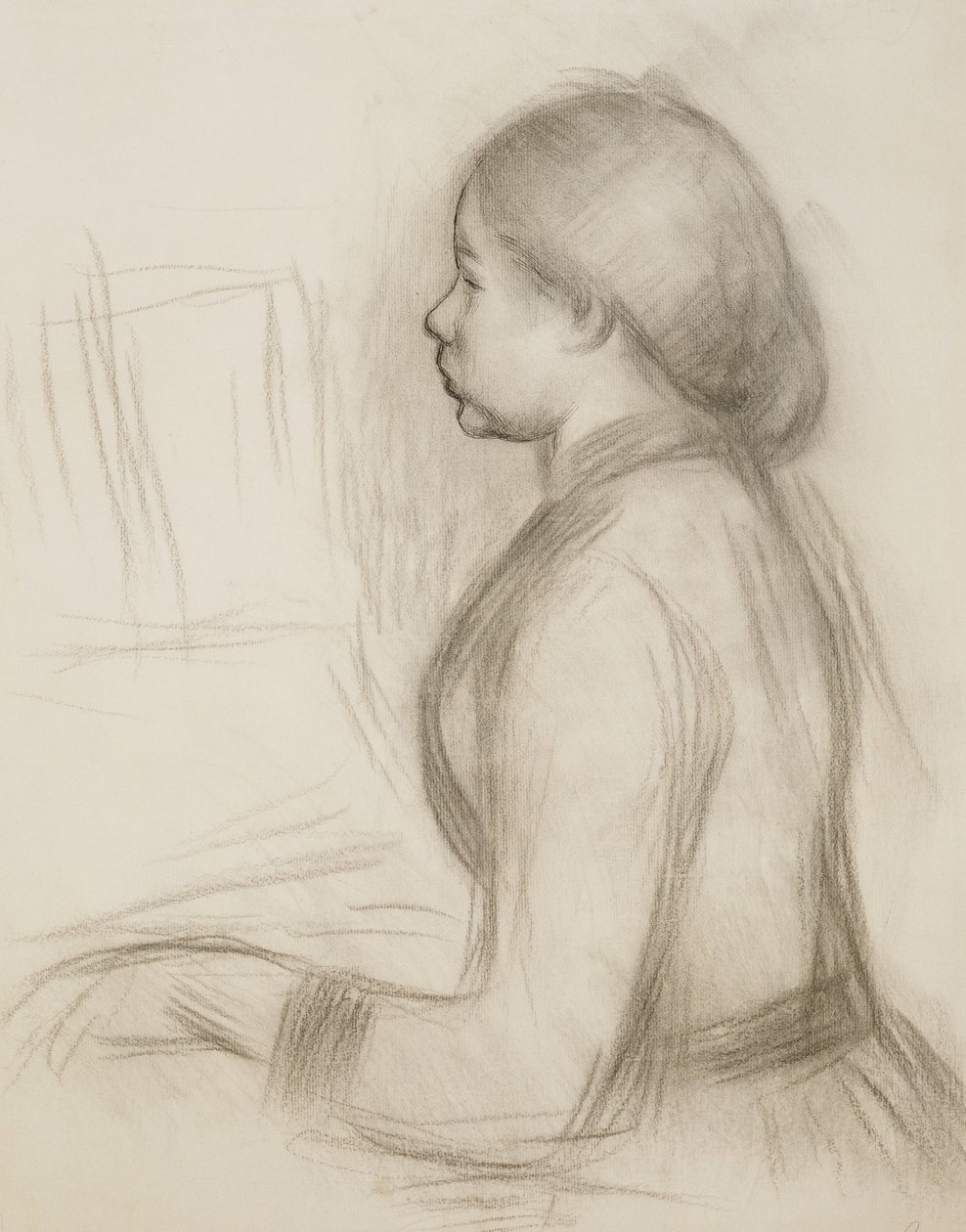 Studie av en ung flicka vid pianot; Studera för en ung flicka vid pianot, av Pierre Auguste Renoir