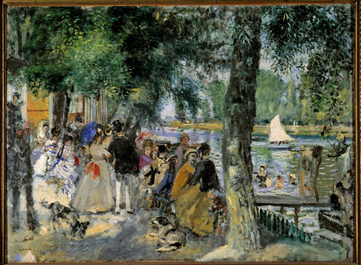 Simma i Seine eller "La Grenouillere". Caféboll nära Chatou. Målning av Pierre Auguste Renoir (1841-1919) 1860 Moskva, Pushkin-museet av Pierre Auguste Renoir