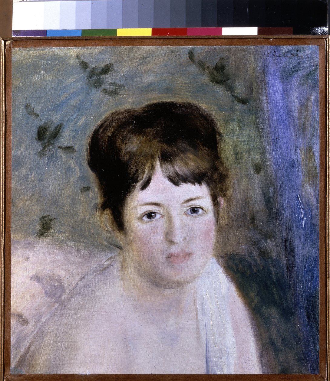 Kvinnans huvud. Målning av Pierre Auguste Renoir (Pierre-Auguste Renoir av Pierre Auguste Renoir