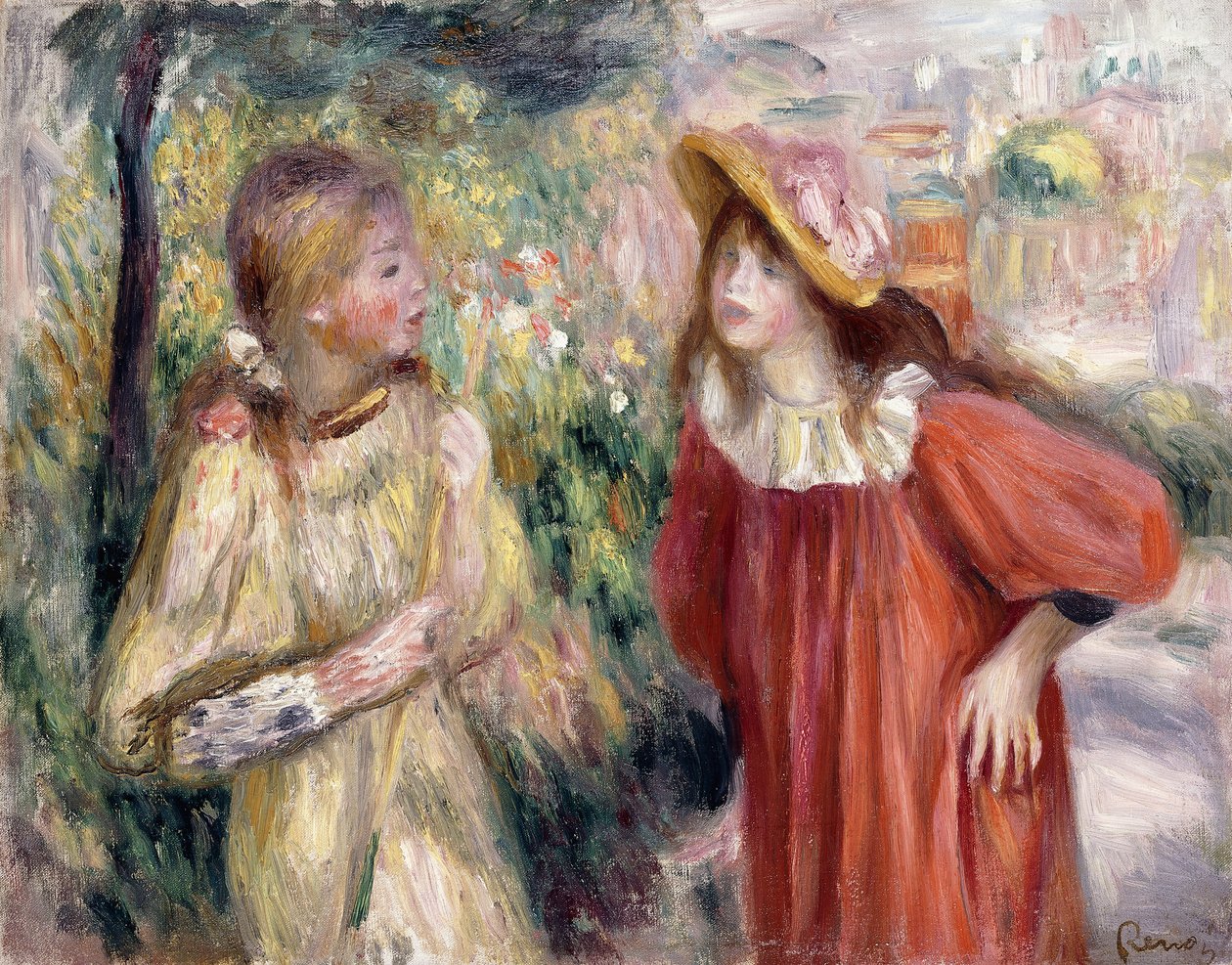 Samtalet, 1895 av Pierre Auguste Renoir