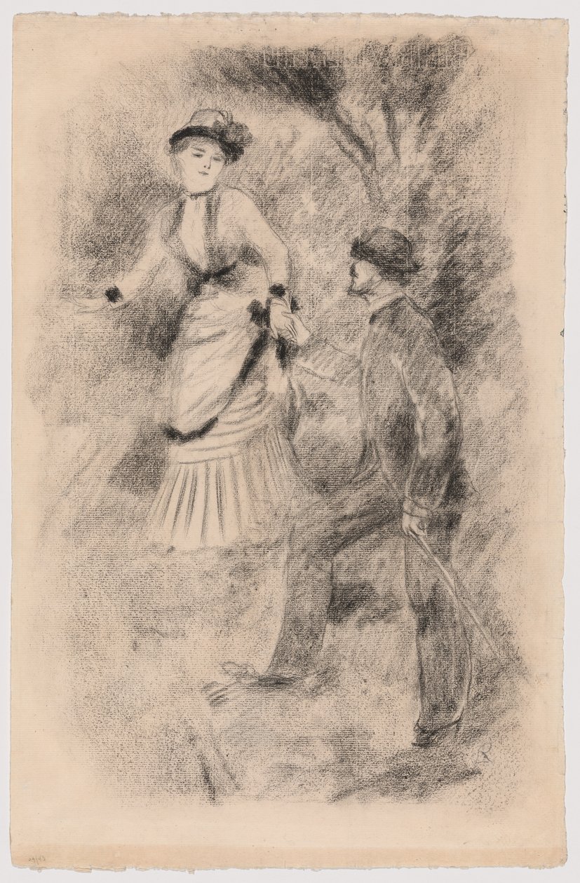 Nedstigningen från toppen: Jean Martin håller fast Hélène, bankirens dotter (illustration till Edmond Renoirs "L