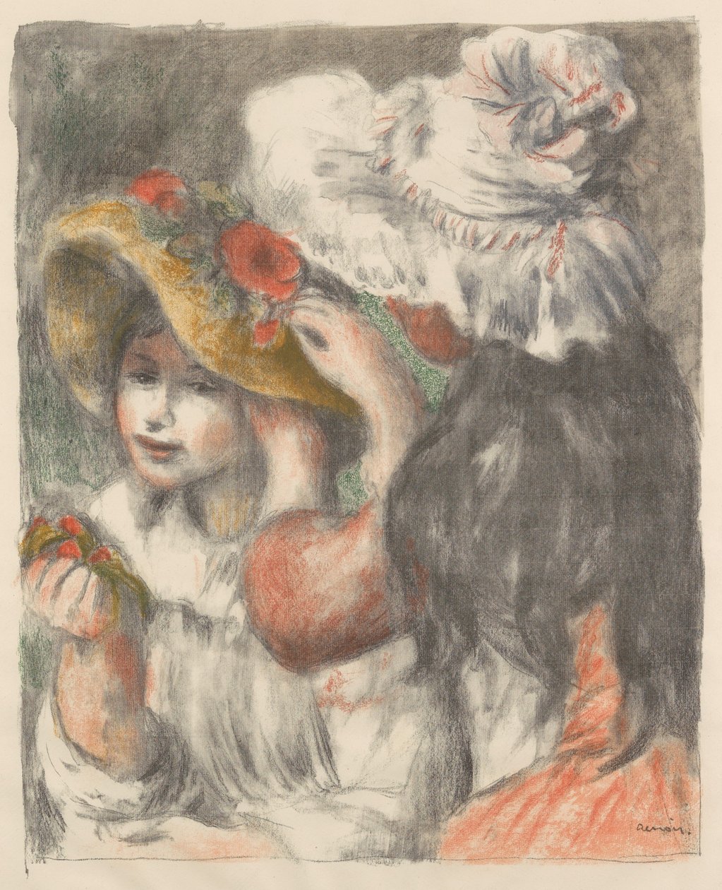 Hatten fäst med blommor Den nålade hatten, 1898. av Pierre Auguste Renoir