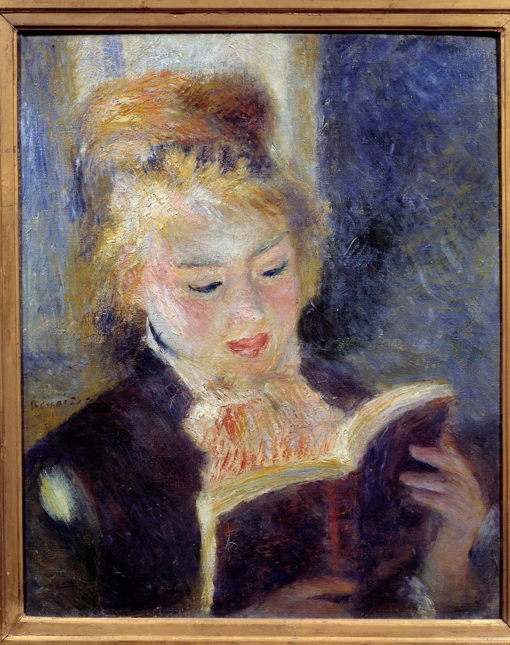 Läsarens målning av Pierre Auguste Renoir (1841-1919) 1874 Sön. 0,46x0,38 m Paris, musee d
